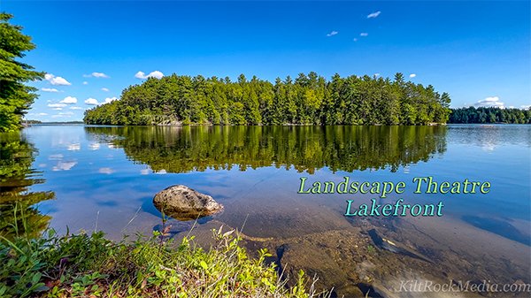 A clear view of the island on a sunny day. This landscape shot was taken as part of the filming of the 'Landscape Theatre - Lakefront' series by KiltRockMedia.com.